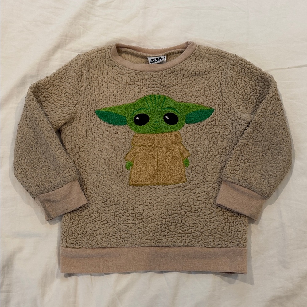 Star Wars Grogu Baby Yoda Sherpa Crewneck Sweater/ Boys/ Size 5